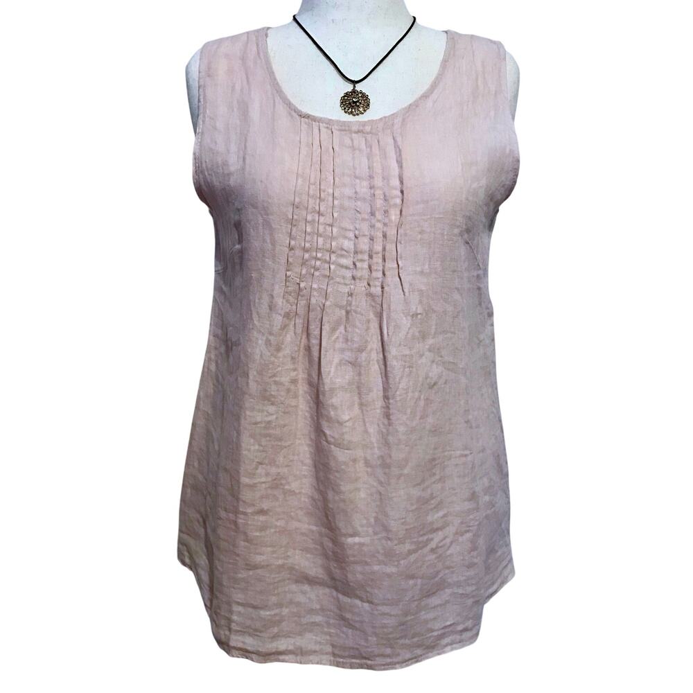 Laura Bianchi NWT Linen Light Pink Sleeveless Blouse Women L